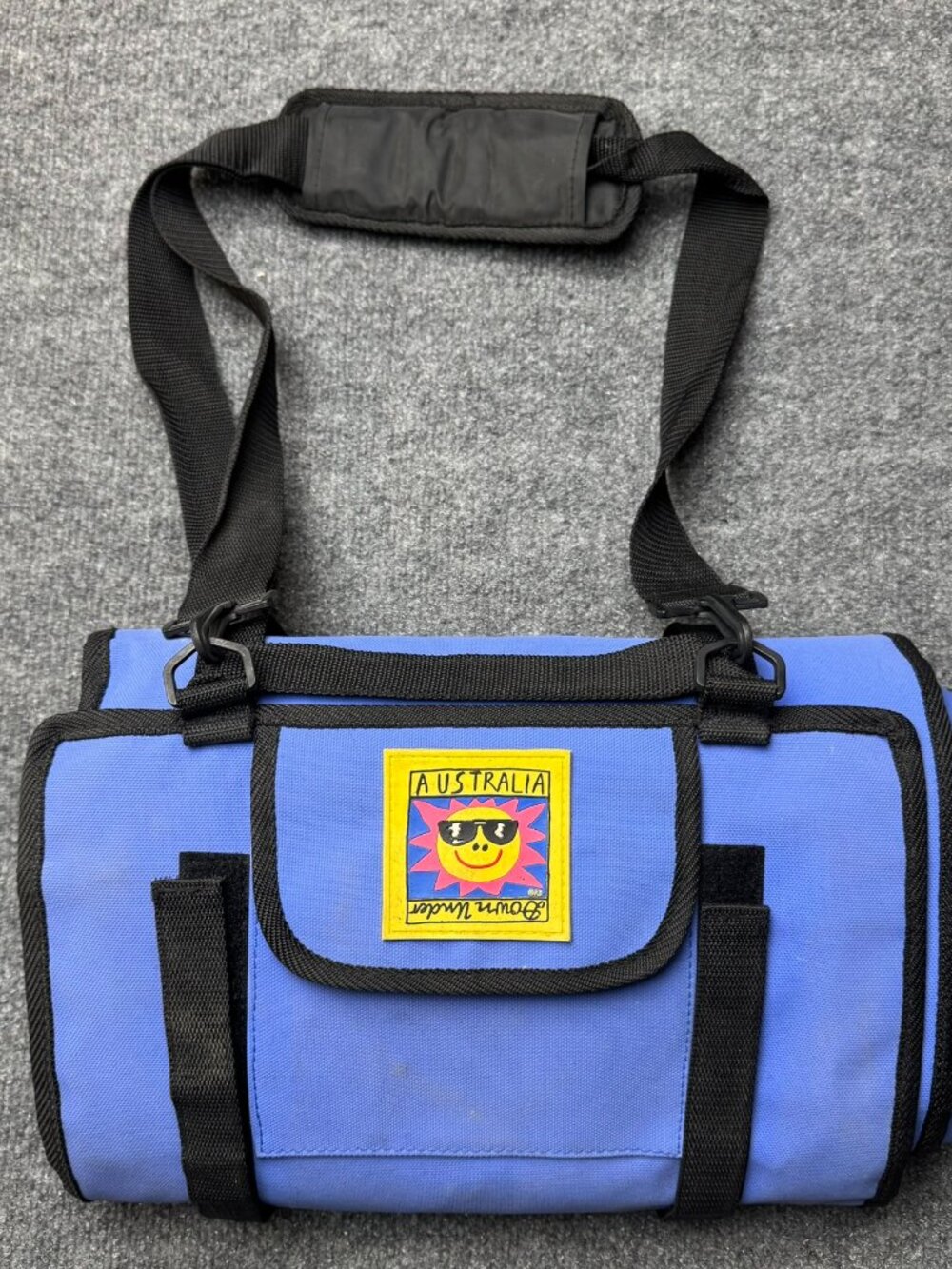 Australia Down Under Sun Logo Roll Up Travel Organizer Toiletry Bag Blue